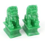 A Pair of Fu Foo Dogs Guardian Lion Statues With Stone Finish Feng Shui