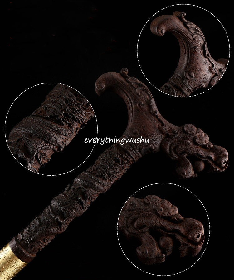 Hand Carved Dragon Head Cane Swords - Everything Wushu