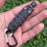 Mini Black Pocket Driver with Hex Screwdriver Led Light Carabiner Outdoor Sports Camping Selfdefence